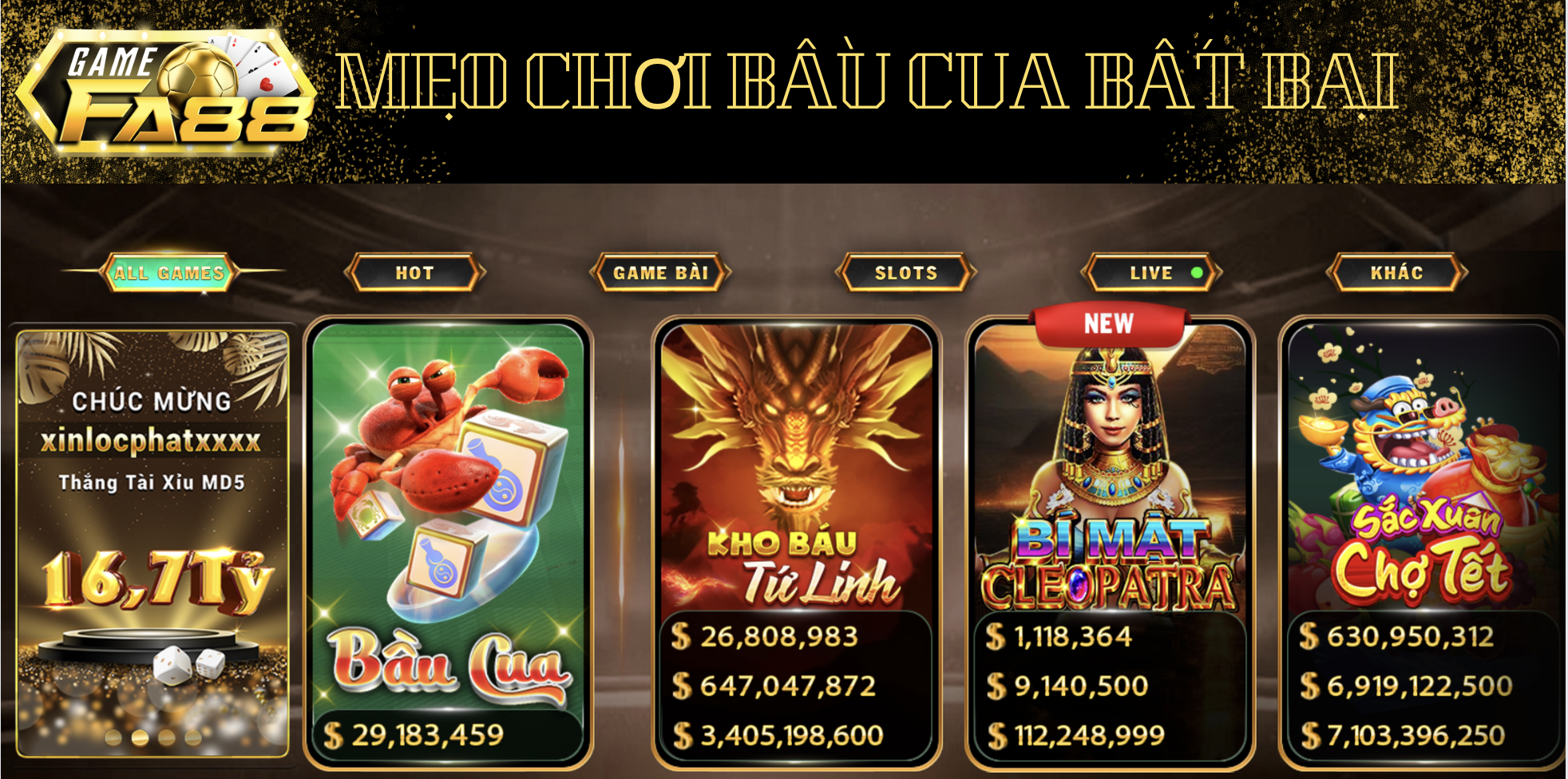 Áp dụng chiến thuật trong bầu cua